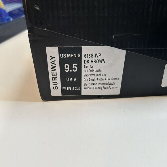 SUREWAY Boots Men's 9.5 Leather 6" Soft/Steel Toe Heavy Duty Waterproof Workwear - Picture 10 of 11